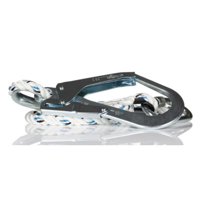 Kaba 1 m Fall Arrest Lanyard with 1 Screwgate Karabiner CS20 and Steel Scaffold Hook 1031453