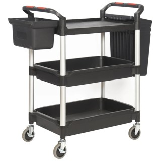 RS PRO Medium Duty 3 Shelf Plastic Castor Trolley 150kg Load Capacity 1100mm Length 490mm Width 1030mm Height 103-8686