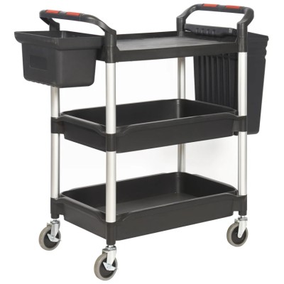 RS PRO Medium Duty 3 Shelf Plastic Castor Trolley 150kg Load Capacity 1100mm Length 490mm Width 1030mm Height 103-8686