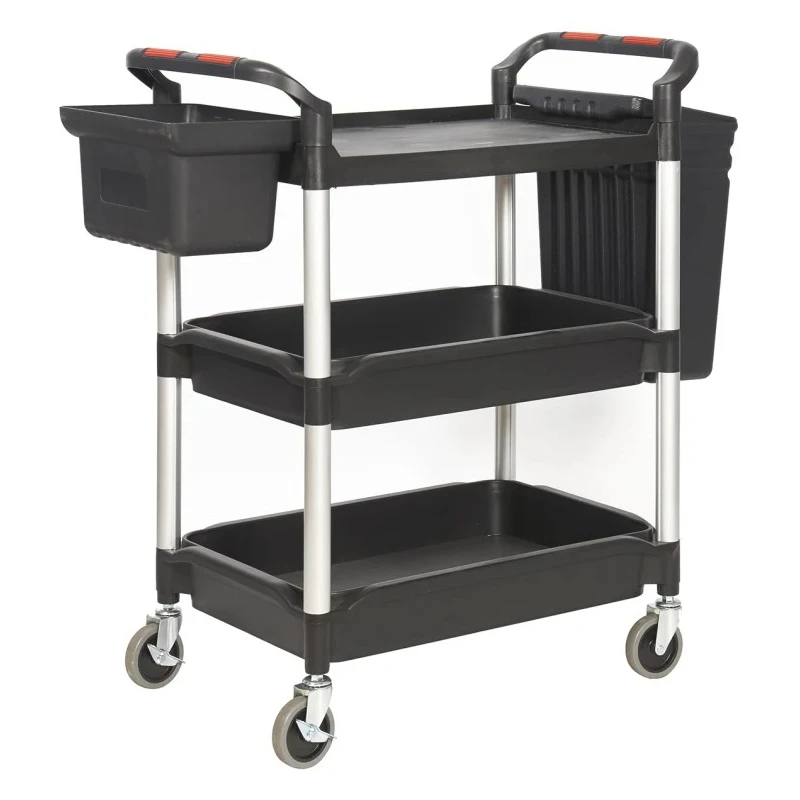 RS PRO Medium Duty 3 Shelf Plastic Castor Trolley 150kg Load Capacity 1100mm Length 490mm Width 1030mm Height 103-8686