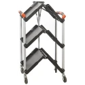 RS PRO Aluminium Frame Folding Castor Trolley with 3 Polypropylene Shelves 670 mm Platform Length 8 kg Load Capacity 103-8687