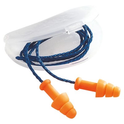 Honeywell Safety Orange Reusable Corded Ear Plugs 30 dB SNR Thermoplastic Elastomer 50 Pairs 1011239