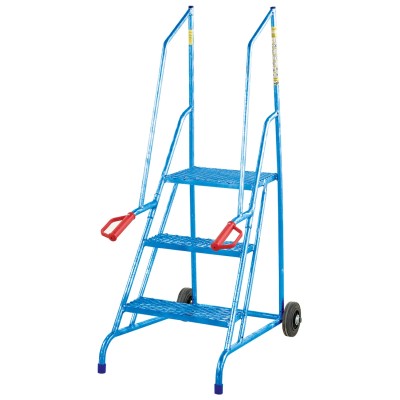 RS PRO 3 Tread Steel Steps Blue 750mm Platform Height, 1.46m Overall Height, 18kg Weight 103-8702