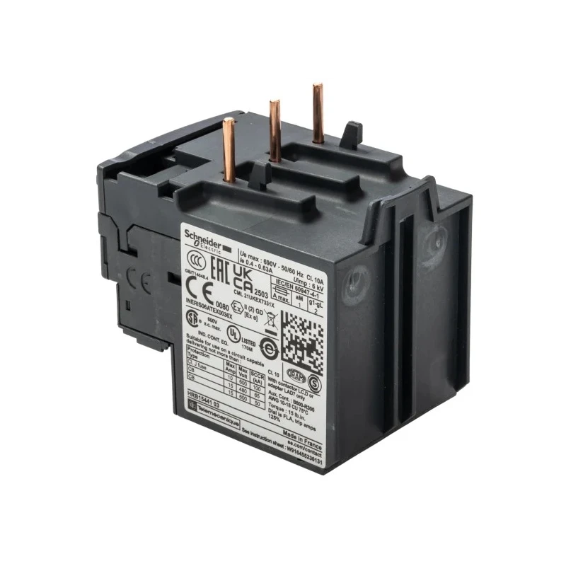 Schneider Electric Overload Relay 1 NO/1 NC Direct Mount, 0.4A-0.63A Adjustable, 630mA Contact Rating, 180 W, 690V LRD04