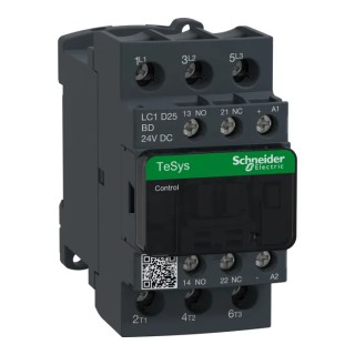 Schneider Electric Motor Control Contactor 24V DC Coil 3-Pole 25A 11 kW LC1D 