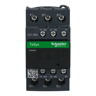 Schneider Electric LC1D25B7 Contactor, 24V AC Coil, 3-Pole, 25 A, 11 kW, 3 NO, 690V AC