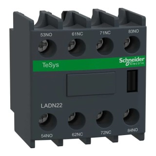 Schneider Electric Auxiliary Contact Block, 4 Contact, 2 NC/2 NO, Front Mount, 10 A, 690V AC, LADN22