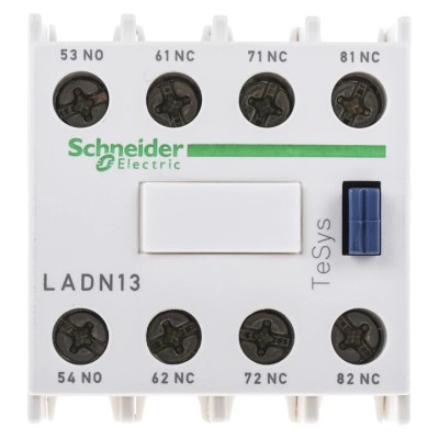 Schneider Electric Auxiliary Contact Block, 4 Contact, 1 NO/3 NC, Front Mount, 10 A, 690V AC, LADN13