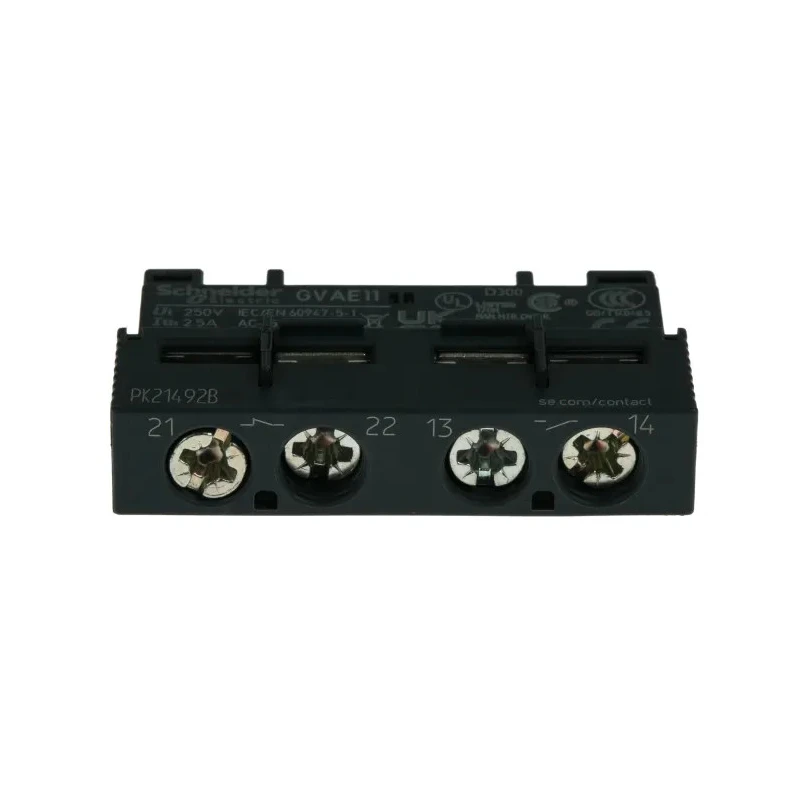 Schneider Electric Auxiliary Contact, 2 Contact, 1 NO/1 NC, Front Mount, 2.5 A, 60 V DC, 240 V AC GVAE11