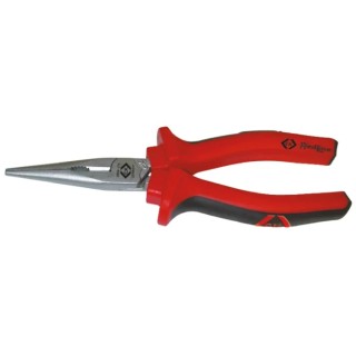 CK Long Nose Plier Serrated, Ergonomic Handle, 170mm Overall Length, 75mm Jaw Length, Matt Chrome Finish, Chrome 104-4685