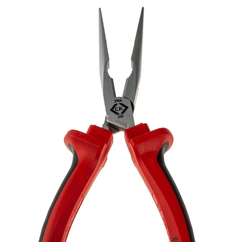 CK 3-Piece Long Nose Plier Serrated, 200mm Overall Length, 75mm Jaw Length, Soft Grip Ergonomic Handle 104-4663