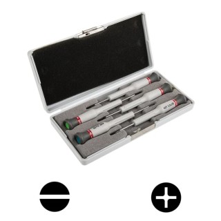Facom Phillips Slotted Precision Screwdriver Set, 5-Piece, Tip Sizes: Slotted 1.5-2.5 mm, Phillips PH00, Model AEF.J1PB