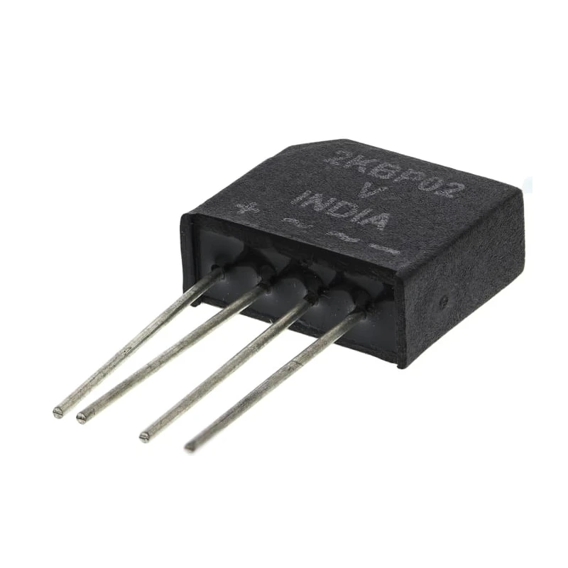 Vishay Bridge Rectifier, 200 V Peak Reverse Voltage, 63 A Surge Current, 2 A Forward Current, 4-Pin Single Phase VS-2KBP02