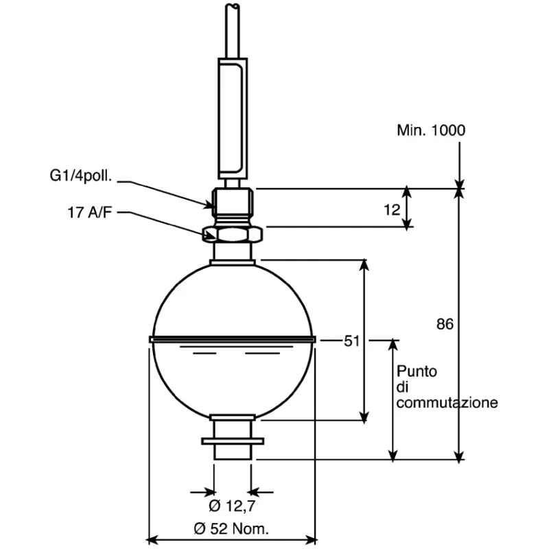 Gems Sensors Vertical, Horizontal Float Switch Stainless Steel Housing 1 m Cable Relay Output 220V AC 200V DC Max 010-3089