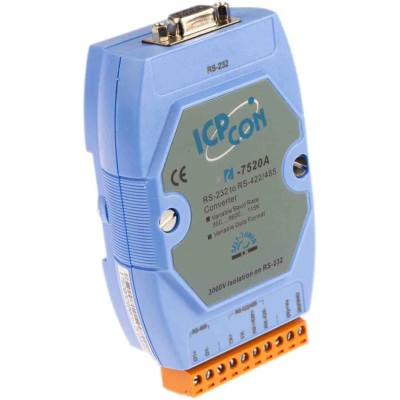 ICP DAS USA RS485, RS422, RS232 Ethernet Media Converter Half Duplex Full Duplex 1.2 km I-7520A