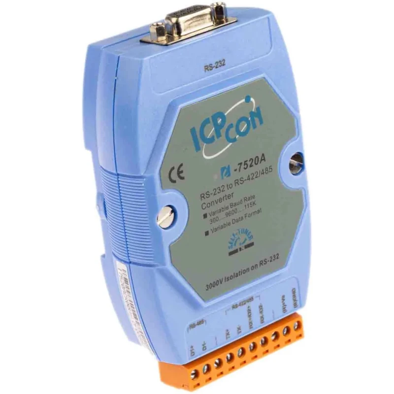 ICP DAS USA RS485, RS422, RS232 Ethernet Media Converter Half Duplex Full Duplex 1.2 km I-7520A