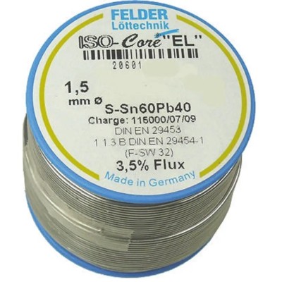 Felder Lottechnik Lead Solder Wire 1.5 mm Diameter, 40% Lead, 60% Tin, 183°C Melting Point 20.601.52037