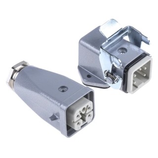 EPIC Heavy Duty Power Connector 4 Way 10A 250V M25 Thread Base with Inserts x 2 H-A Series 10423500+10431000+10432000+194
