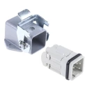 EPIC Heavy Duty Power Connector 4 Way 10A 250V M25 Thread Base with Inserts x 2 H-A Series 10423500+10431000+10432000+194
