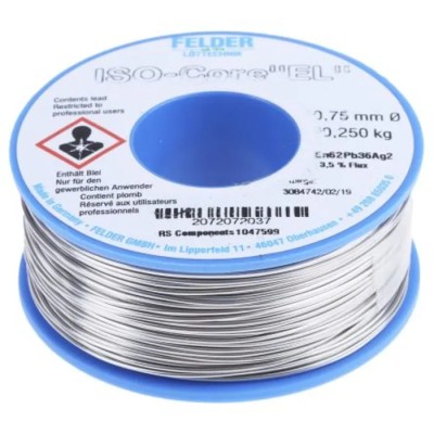 Felder Lottechnik Lead Solder Wire 0.75 mm Diameter, 179 °C Melting Point 20.720.72037