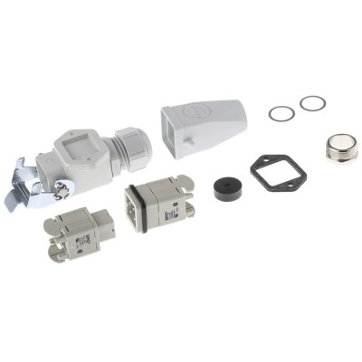 EPIC Heavy Duty Power Connector Kit Contents Base, Gland, Inserts x 2, H-A Series 3 Way 10A 10420000+10421000+19421900+194