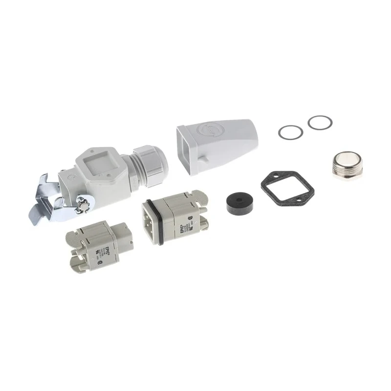 EPIC Heavy Duty Power Connector Kit Contents Base, Gland, Inserts x 2, H-A Series 3 Way 10A 10420000+10421000+19421900+194