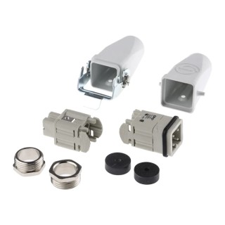 EPIC Heavy Duty Power Connector 3 Way 10A 600V with Inserts x 2 and Hood 10420000+10421000+19426000+194