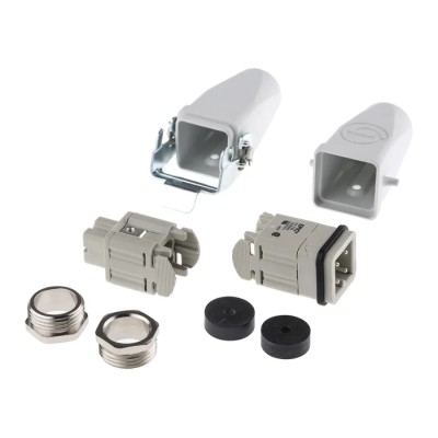 EPIC Heavy Duty Power Connector 3 Way 10A 600V with Inserts x 2 and Hood 10420000+10421000+19426000+194