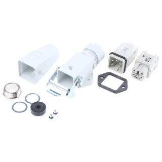 EPIC Heavy Duty Power Connector Kit, 4 Way, 10A, 250V, Series H-A, Base, Inserts x 2, Gland 10431000+10432000+19421900+194