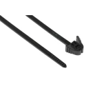 HellermannTyton Releasable Cable Tie, Black Polyamide 66, 200 mm Length x 4.7 mm Width, Tensile 115-40200 REZ200-PA66-BK