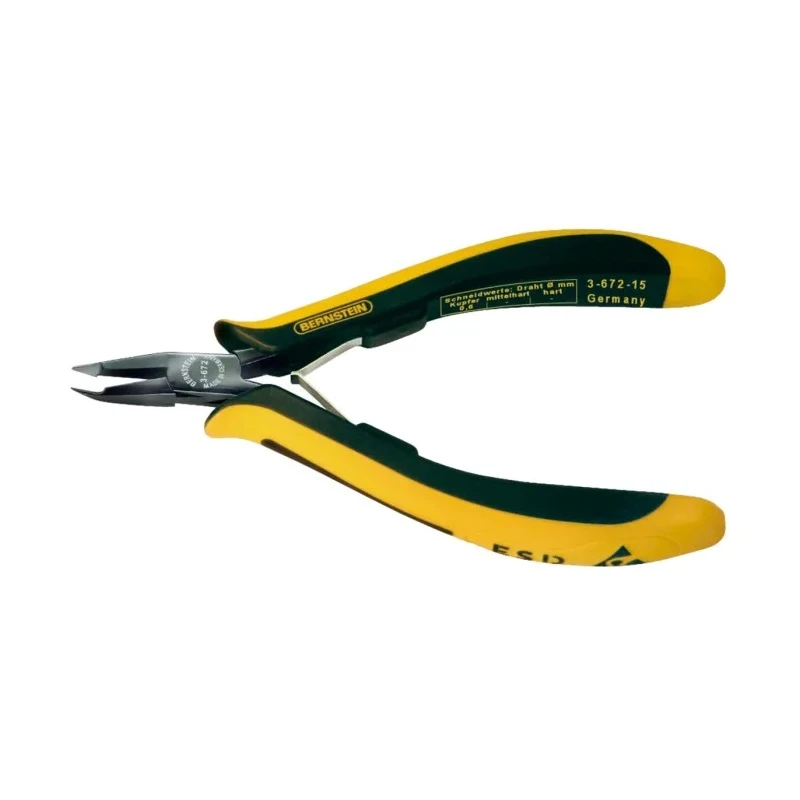 Bernstein ESD Flush Oblique Cutter 130mm Anti Slide Grip ESD Safe Precision Cutting 3-672-15