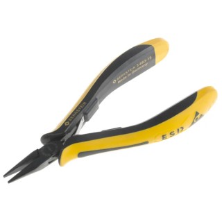 Bernstein Long Nose Plier Short, 130mm Overall Length, Steel, Ergonomic Handle, ESD Safe 3-683-15