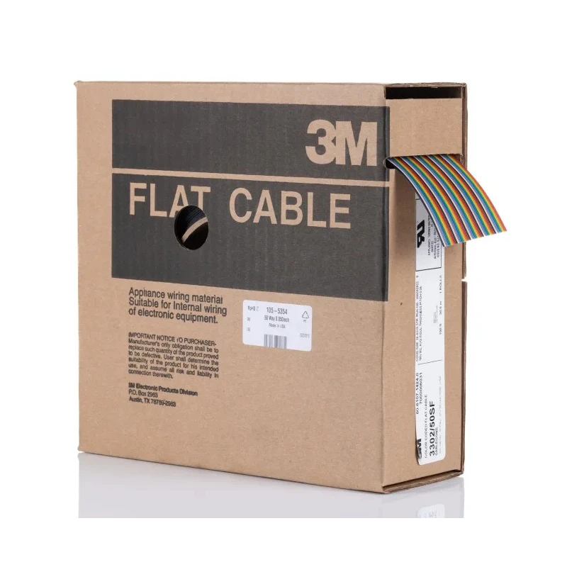 3M 3302 Series Ribbon Cable, Flat Type, 1.27 mm Pitch, 50 Conductors, 28AWG, 30 m Length 3302-50 100FT