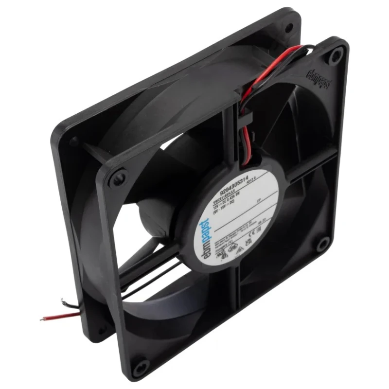 ebm-papst 4300 Series Axial Fan 12V DC 5W 170 m³/h Air Flow IP68 Sleeve Bearing 119 mm x 119 mm x 32 mm 