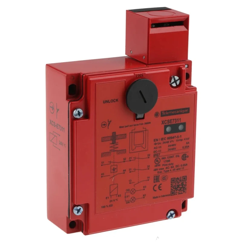 Telemecanique Sensors XCS-E Series Safety Switch with Power to Unlock Actuator, IP67, Zamak Housing, 24V ac/dc XCSE7311