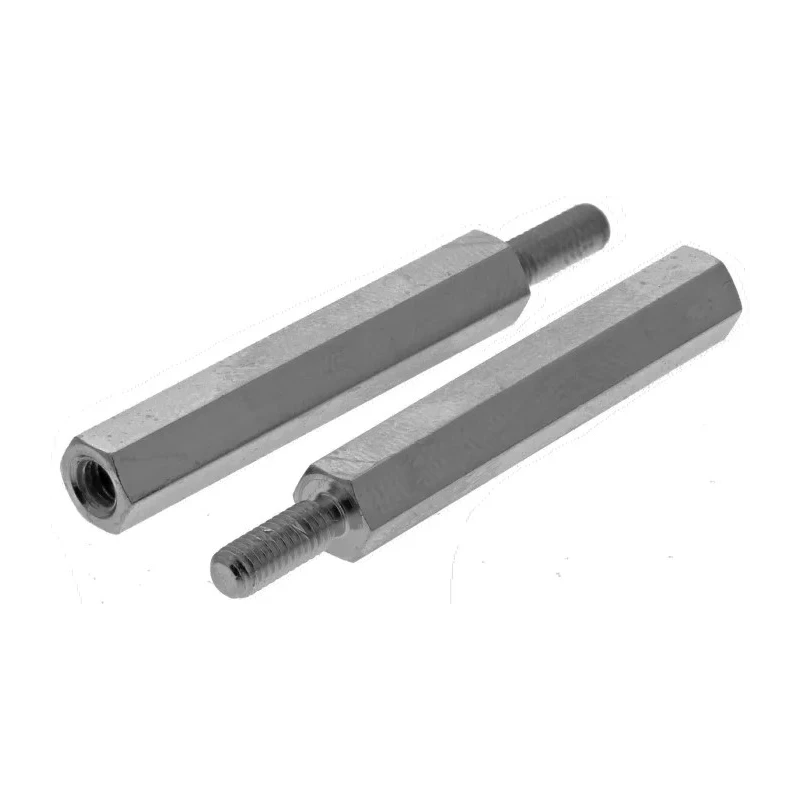 Essentra M3 Standoff, 30 mm Body Length, 8 mm Stud, Brass, Nickel Plated Finish 304330040050