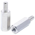 Essentra Brass M4 Hex Standoff, 18 mm Body Length, 8 mm Stud Length, Nickel Finish 304418040050