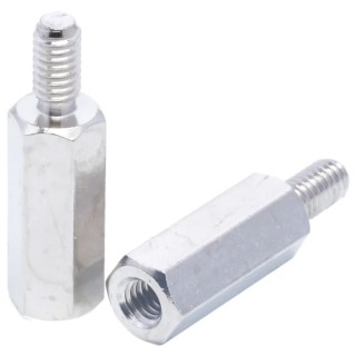 Essentra Brass M4 Hex Standoff, 18 mm Body Length, 8 mm Stud Length, Nickel Finish 304418040050