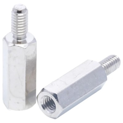 Essentra Brass M4 Hex Standoff, 18 mm Body Length, 8 mm Stud Length, Nickel Finish 304418040050