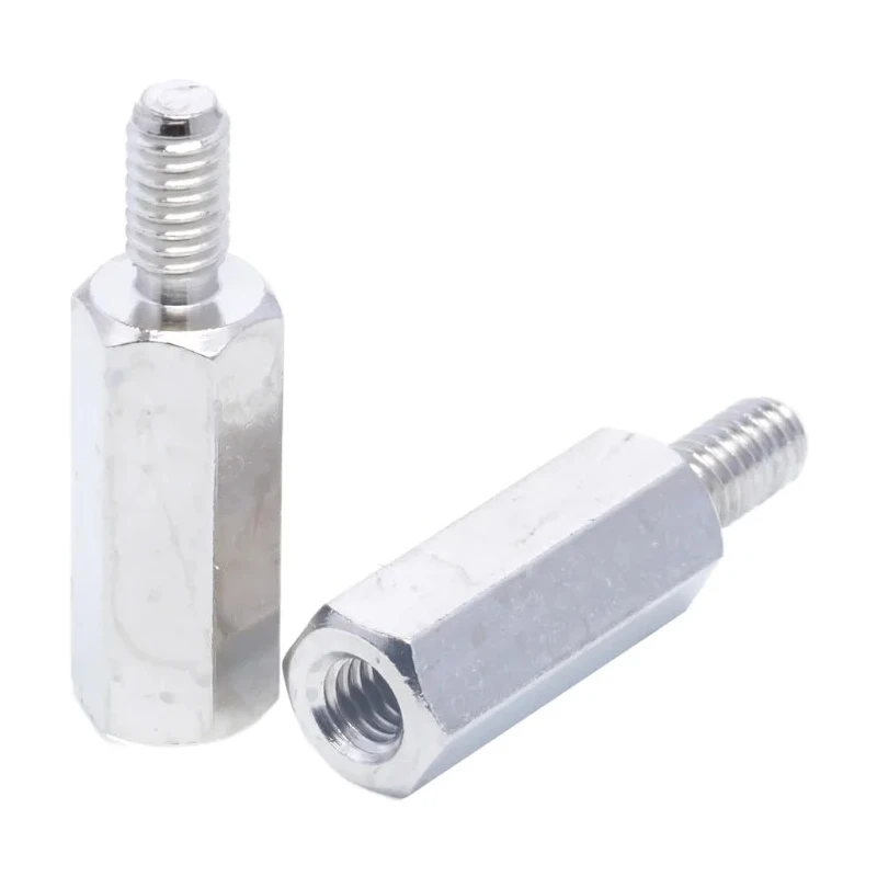 Essentra Brass M4 Hex Standoff, 18 mm Body Length, 8 mm Stud Length, Nickel Finish 304418040050