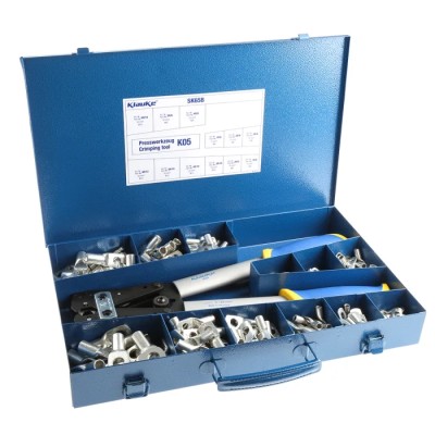TE Connectivity Klauke Tubular Ring Terminal Assorted Box with Tubular Lugs and Crimping Tool Kit SK65B
