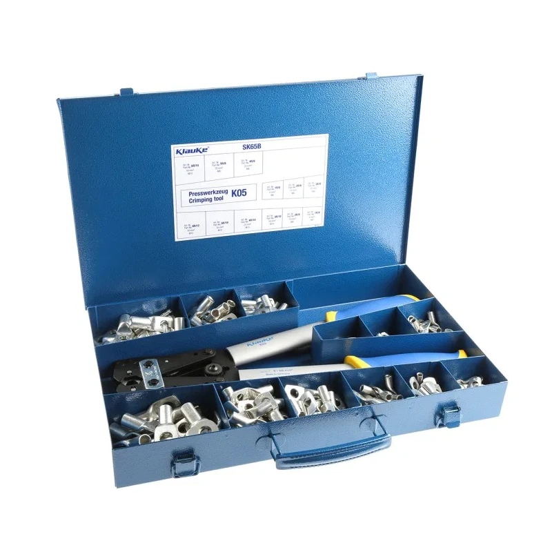 TE Connectivity Klauke Tubular Ring Terminal Assorted Box with Tubular Lugs and Crimping Tool Kit SK65B