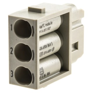 HARTING Heavy Duty Power Connector Module, 40A Current Rating, HAN Modular Series Female 3 Contacts 09140033102