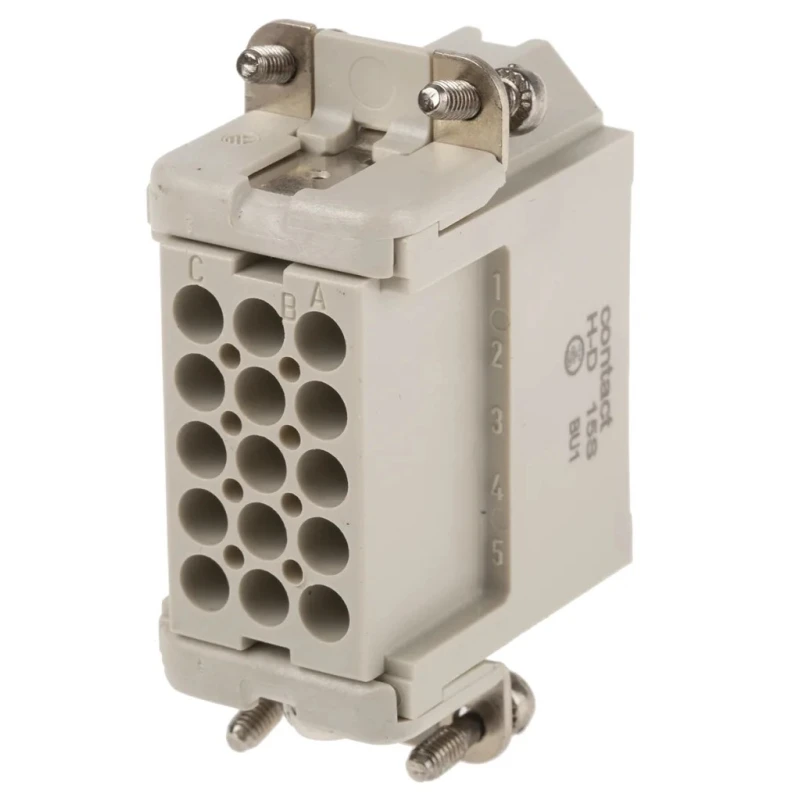 EPIC Heavy Duty Power Connector Insert, 10A Current Rating, 15 Contacts, Cable Mount, Silver Plated Copper Alloy 11.2550