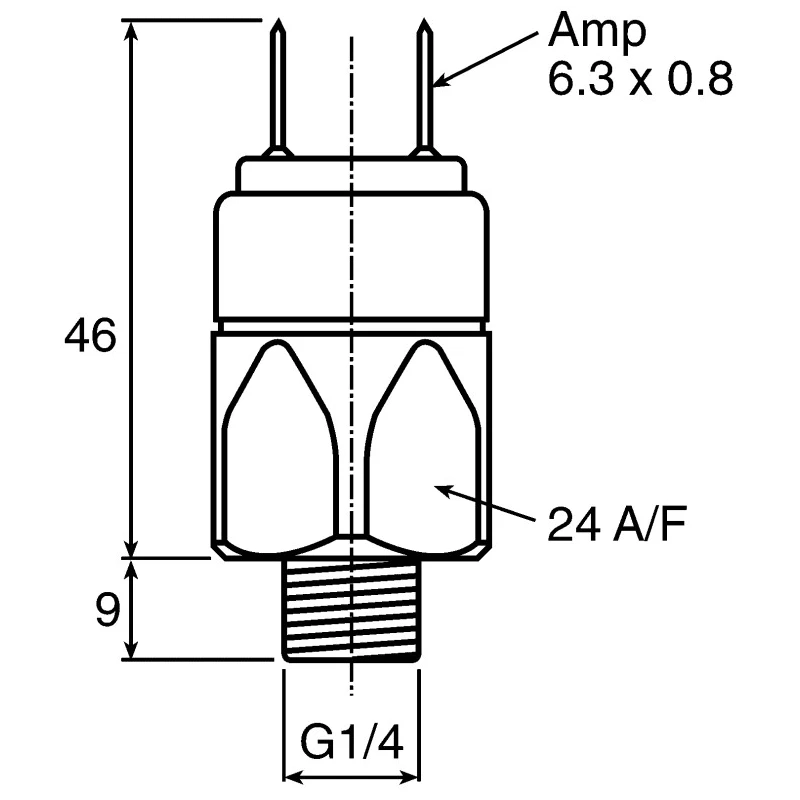 Suco 01664 Series Pressure Sensor Relay Output 0.1 to 1 bar Zinc Plated Steel Housing IP65 42V 100VA 0166403031011