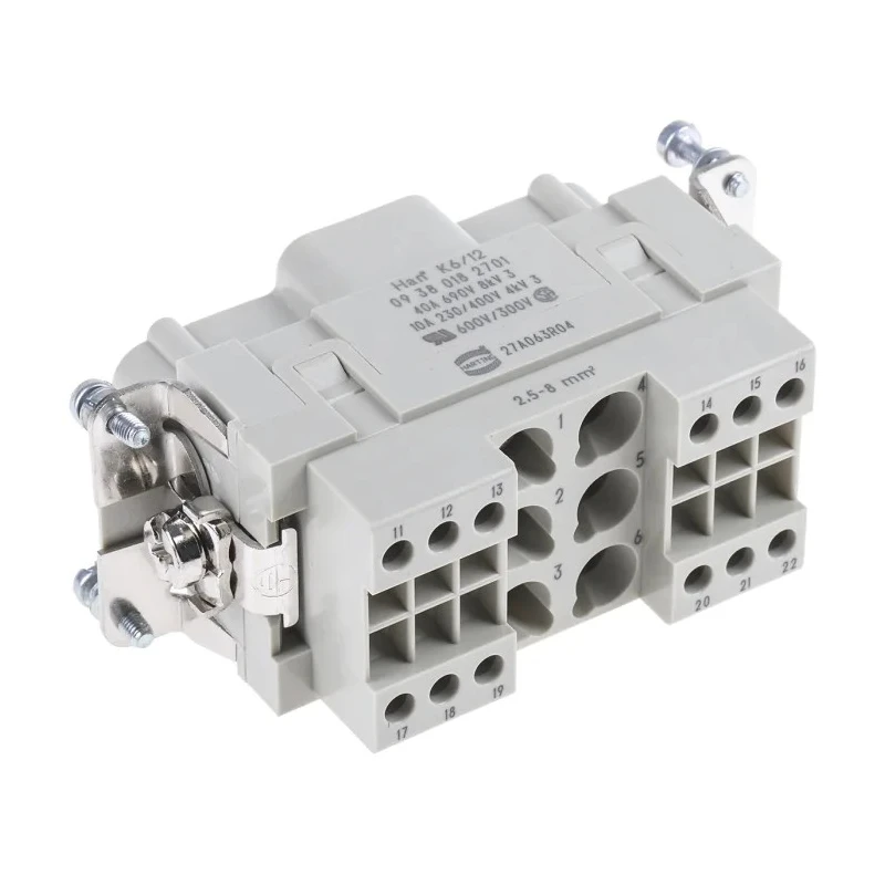 HARTING Heavy Duty Power Connector Insert 40A 690V Han-Com Series Female 18 Contacts 09380182701