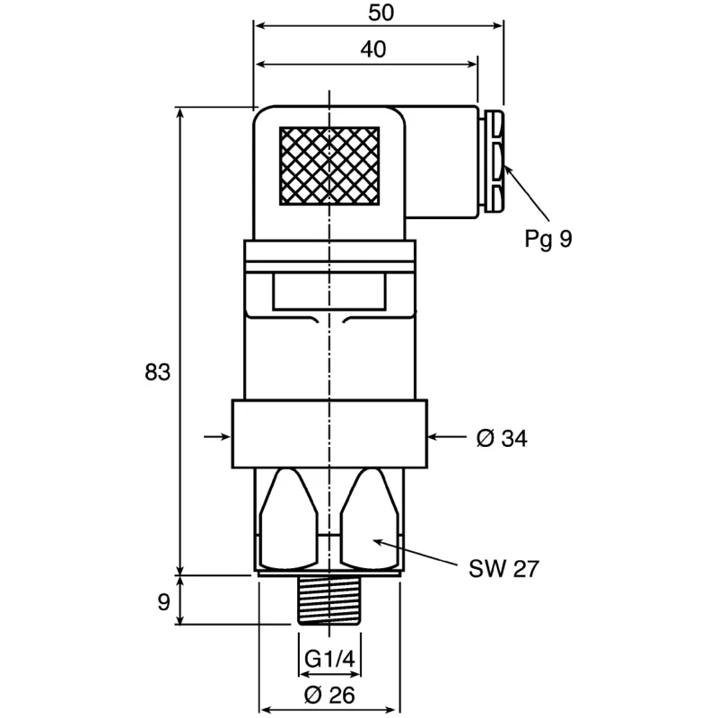 Suco Industrial Pressure Sensor Relay Output 0.3 to 1.5 bar Zinc Plated Steel Housing IP65 Protection 0184457031003