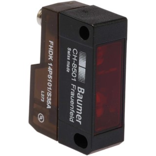 Baumer Diffuse Photoelectric Sensor Block Sensor 20 mm to 350 mm Detection Range, PNP Output, IP67 FHDK 14P5101/S35A