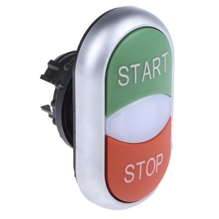 Eaton RMQ Titan M22 Series Green and Red Momentary Push Button Head 22 mm Cutout IP66 78635827 M22-DDL-GR-GB1/GB0+M22-A