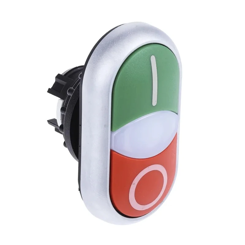 Eaton RMQ Titan M22 Series Green, Red Double Momentary Oval Illuminated Push Button Head 78635825 M22-DDL-GR-X1/X0+M22-A